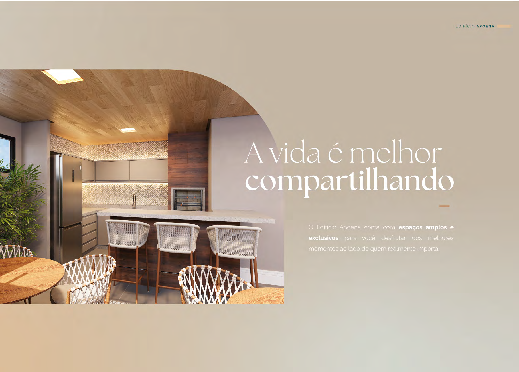 Salão gourmet do Edifício Apoena com ambientes amplos para convivência