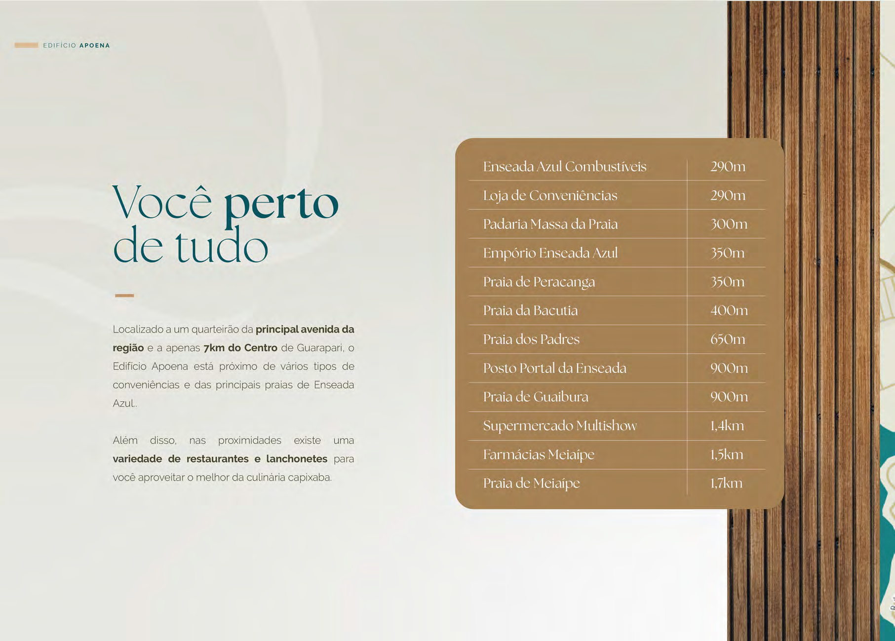 Apresentação visual das distâncias e conveniências próximas ao Edifício Apoena